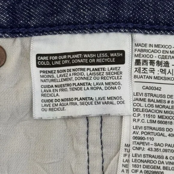Levis Jeans Mens 42x30 Blue 501 Straight Fit Button Fly White Oak Cone Denim